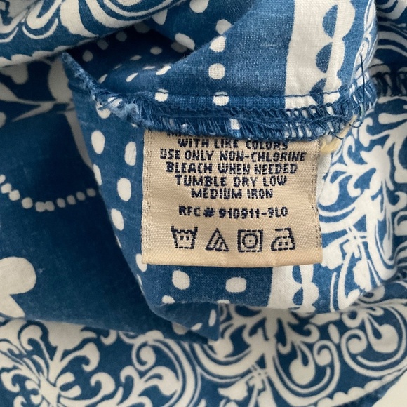 Faded Glory Top 2X Blue White Floral Blouse Mature Summer Retro Relaxed Y2K 90’ - Picture 11 of 11